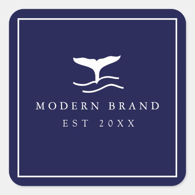 Pegatina Cuadrada Aleta de ballena elegante de la Marina Náutica mod (Anverso)