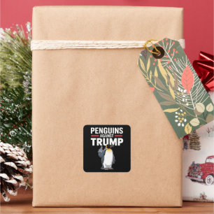 Pegatina Cuadrada Aletas de pingüino arriba resisten a los pingüinos