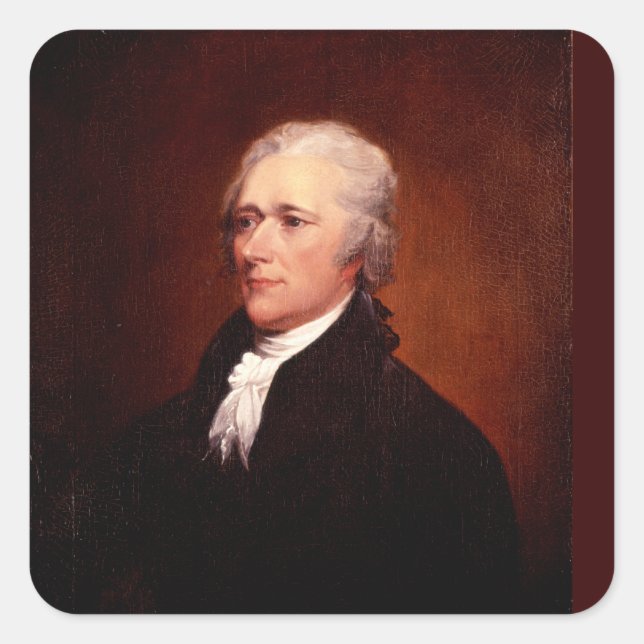 Pegatina Cuadrada Alexander Hamilton (Anverso)