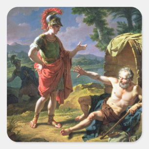 Pegatina Cuadrada Alexander y Diógenes, 1818 (aceite en lona)