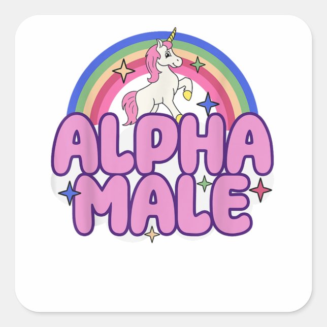 Pegatina Cuadrada Alfa macho Unicornio Funny Sarcástico Raro Y2 (Anverso)