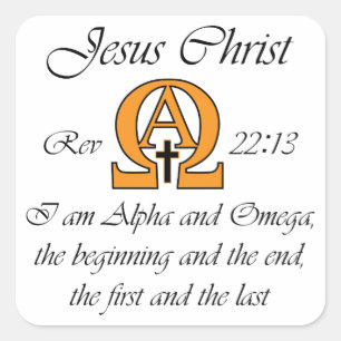 Pegatina Cuadrada Alfa y Omega