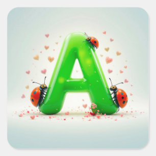 Pegatina Cuadrada Alfabeto blanco, letra a)