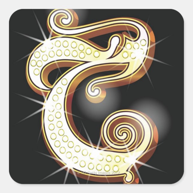 Pegatina Cuadrada Alfabeto latente C (Anverso)