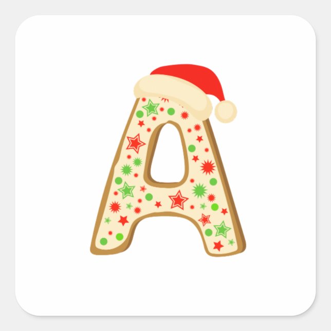 Pegatina Cuadrada Alfabetos navidades letra A (Anverso)