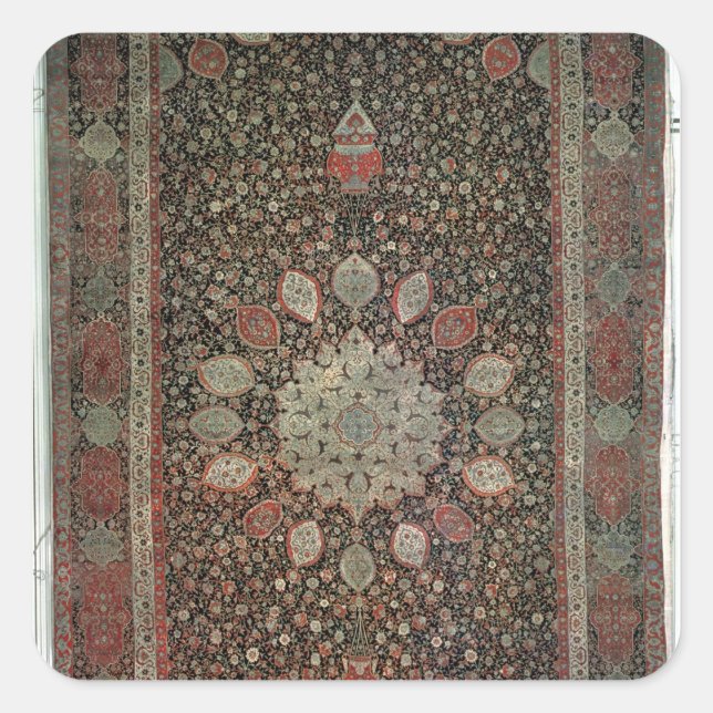Pegatina Cuadrada Alfombra de Ardabil hecha para la mezquita en (Anverso)