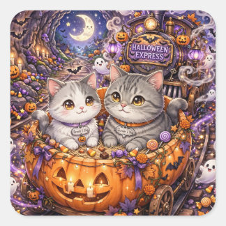 Pegatina Cuadrada Alfombrilla de ratón Freda y Junior Halloween Expr