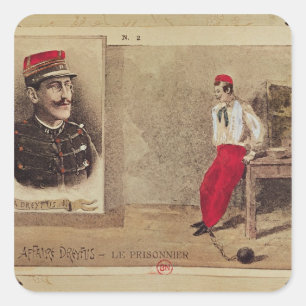 Pegatina Cuadrada Alfred Dreyfus como prisionero, 1894-1906