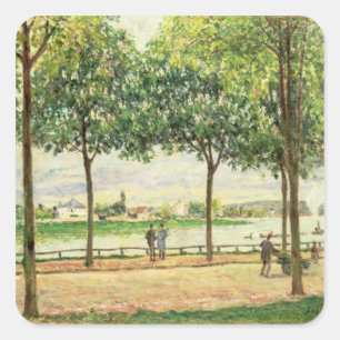 Pegatina Cuadrada Alfred Sisley Calle de castaños españoles