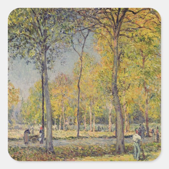 Pegatina Cuadrada Alfred Sisley el | el Bois de Boulogne (Anverso)