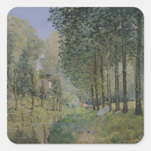 Pegatina Cuadrada Alfred Sisley el   el resto por la corriente