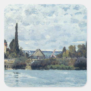 Pegatina Cuadrada Alfred Sisley el   el Sena en Bougival