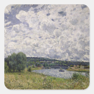 Pegatina Cuadrada Alfred Sisley el   el Sena en Suresnes