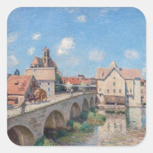 Pegatina Cuadrada Alfred Sisley - El Puente de Moret