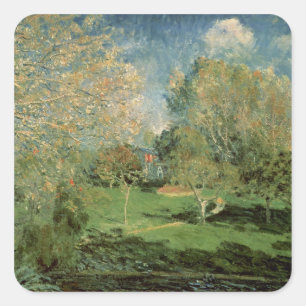 Pegatina Cuadrada Alfred Sisley   Jardín de la familia Hoschede