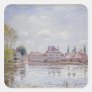 Pegatina Cuadrada Alfred Sisley   Puente de Moret-sur-Loing