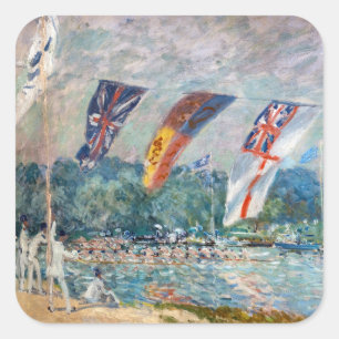 Pegatina Cuadrada Alfred Sisley - Regata en Molesey