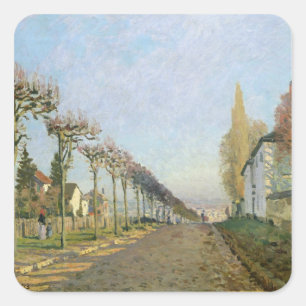 Pegatina Cuadrada Alfred Sisley   Rue de la Machine, Louveciennes