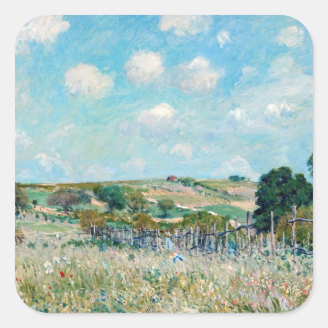 Pegatina Cuadrada Alfred Sisley - The Meadow (Anverso)
