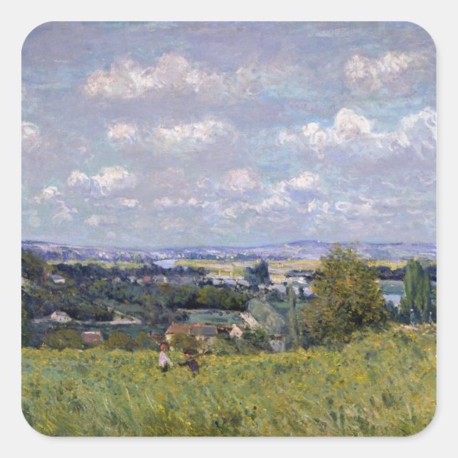 Pegatina Cuadrada Alfred Sisley | Valle del Sena en St-Cloud (Anverso)