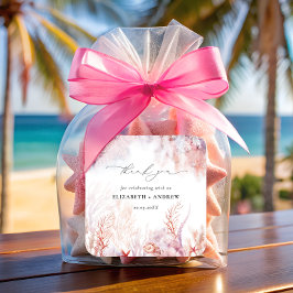 Pegatina Cuadrada Algas marinas submarinas | Boda de acuarela de las