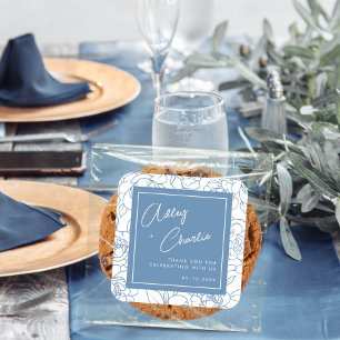 Pegatina Cuadrada Algo Azul Antes De Hacer Ducha De Novias Florales
