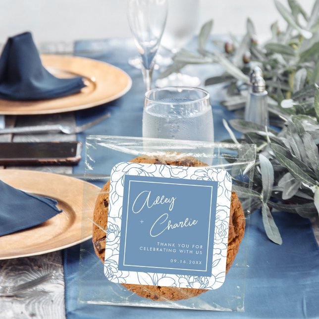 Pegatina Cuadrada Algo Azul Antes De Hacer Ducha De Novias Florales (Subido por el creador)