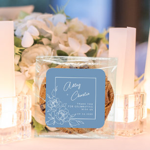 Pegatina Cuadrada Algo Azul Antes De Hacer Ducha De Novias Florales