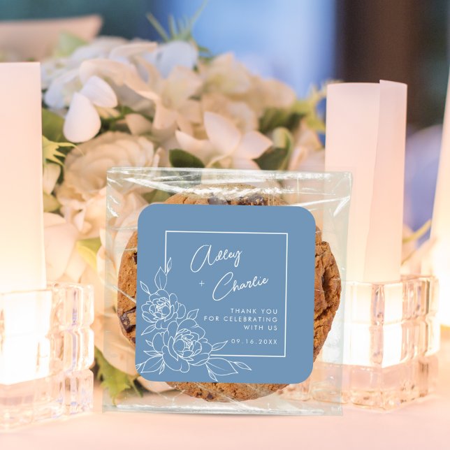 Pegatina Cuadrada Algo Azul Antes De Hacer Ducha De Novias Florales (Subido por el creador)