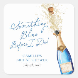 Pegatina Cuadrada Algo de Blue Champagne Bridal Brunch