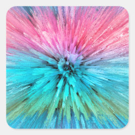 Pegatina Cuadrada Algodón de Azúcar Estallido de Energía Arte Fracta