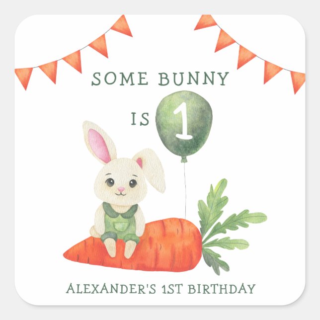 Pegatina Cuadrada Algún conejo cumple años (Anverso)