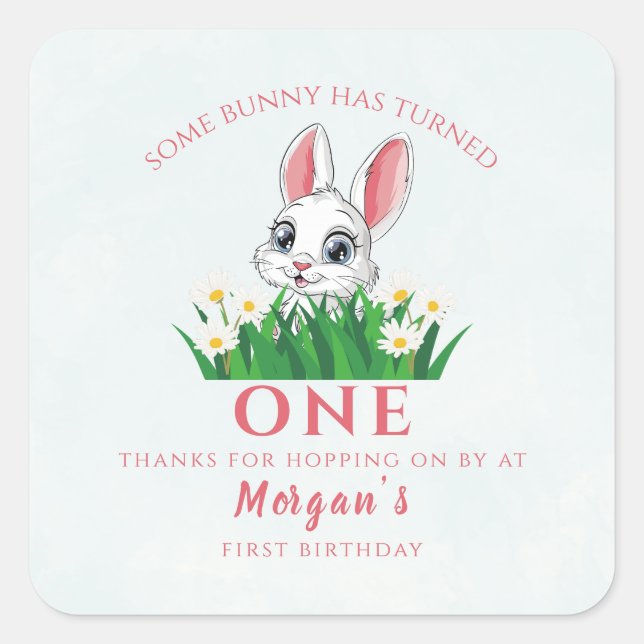 Pegatina Cuadrada Algunos Chicas de conejo conejo conejo conejo cone (Anverso)