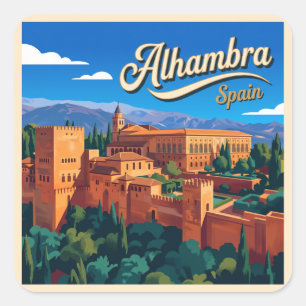 Pegatina Cuadrada Alhambra España