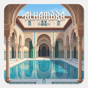 Pegatina Cuadrada Alhambra Granada España