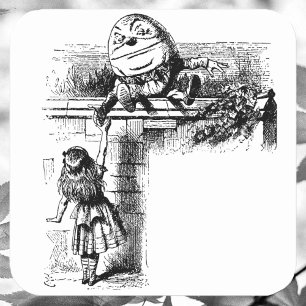 Pegatina Cuadrada Alice en el país de las maravillas, Humpty Dumpty