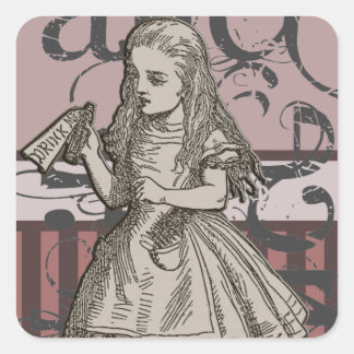 Pegatina Cuadrada Alice In Wonderland Grunge