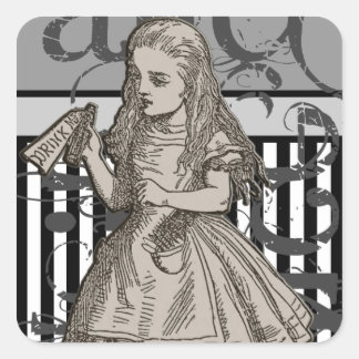 Pegatina Cuadrada Alice In Wonderland Grunge