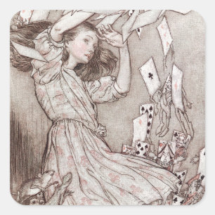 Pegatina Cuadrada Alice In Wonderland Lewis Carroll Rackham