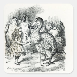 Pegatina Cuadrada Alice se encuentra con el Dodo