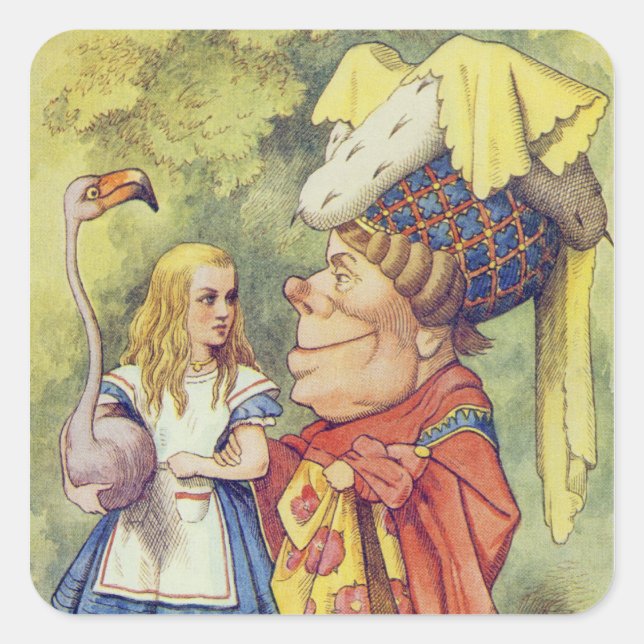 Pegatina Cuadrada Alicia con la duquesa (Anverso)