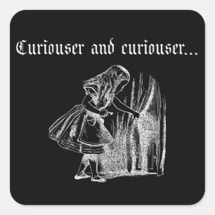 Pegatina Cuadrada Alicia Curiouser y Curiouser con llave