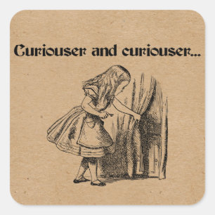Pegatina Cuadrada Alicia Curiouser y Curiouser con llave