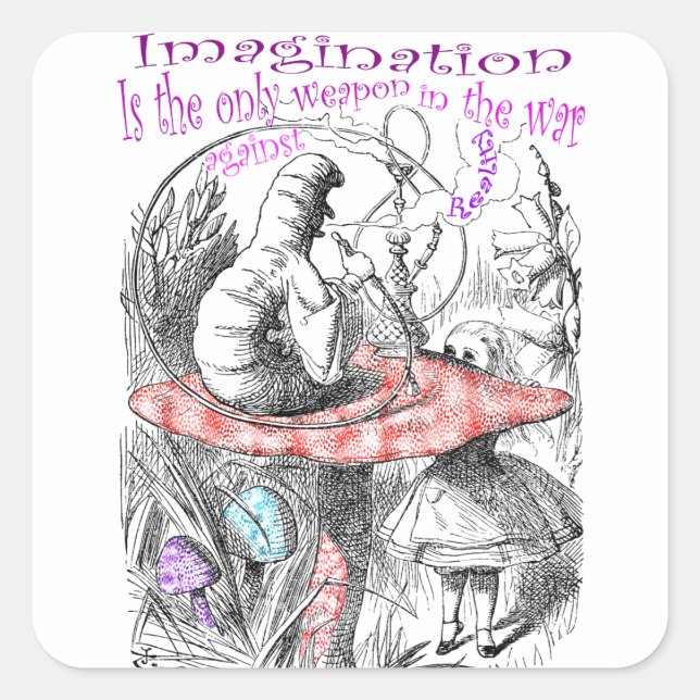 Pegatina Cuadrada Alicia en el país de las maravillas (Anverso)