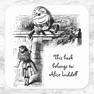 Pegatina Cuadrada Alicia en el país de las maravillas, humpty Dumpty