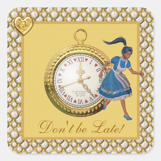 Pegatina Cuadrada Alicia en el país de las maravillas no sean Pegati (Anverso)