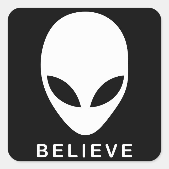 Pegatina Cuadrada Alien Believe (Anverso)