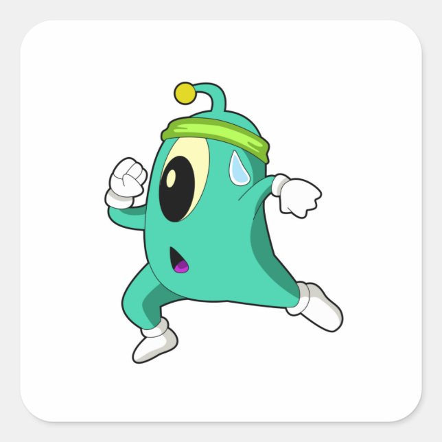 Pegatina Cuadrada Alien como Runner (Anverso)