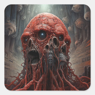 Pegatina Cuadrada Alien Creature Sci Horror Art