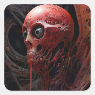 Pegatina Cuadrada Alien Creature Sci Horror Art